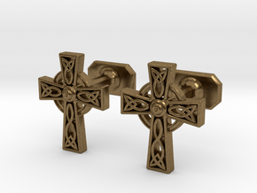 Celtic Cross Cufflinks in Natural Bronze