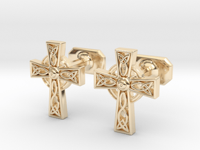 Celtic Cross Cufflinks in 14k Gold Plated Brass