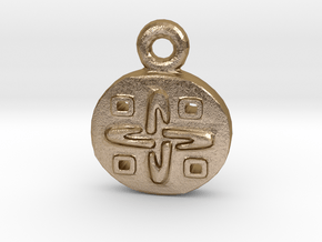 Aztec Gold-Design Pendant in Polished Gold Steel