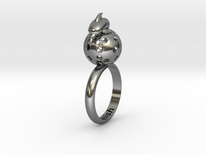 Dolphin Moon Ring in Polished Silver