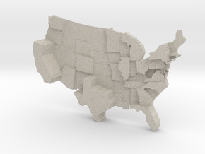 USA by Population in Natural Sandstone