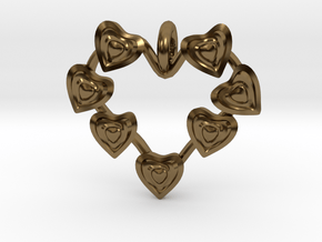 Valentine's hearties Pendant in Polished Bronze
