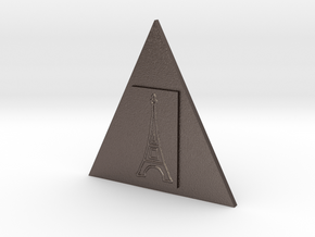 Eiffel Tower In A Triangle Button in Polished Bronzed Silver Steel