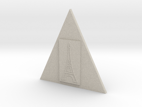 Eiffel Tower In A Triangle Button in Natural Sandstone