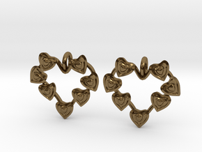 Valentine's hearties earrings in Polished Bronze