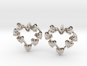 Valentine's hearties earrings in Rhodium Plated Brass
