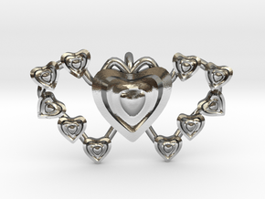 Valentine's 2 hearts Pendant in Polished Silver