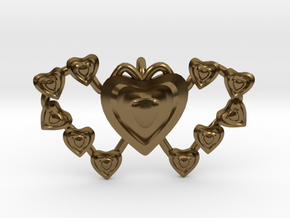 Valentine's 2 hearts Pendant in Polished Bronze