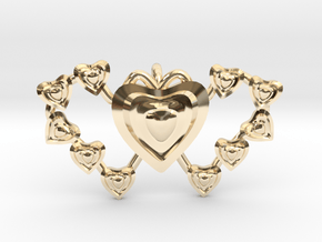 Valentine's 2 hearts Pendant in 14K Yellow Gold