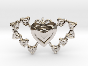 Valentine's 2 hearts Pendant in Rhodium Plated Brass