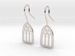 Cathedral Earrings in Rhodium Plated Brass: Medium