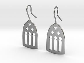 Cathedral Earrings in Polished Silver: Large