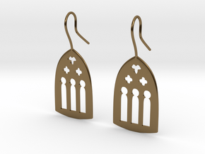 Cathedral Earrings in Polished Bronze: Large