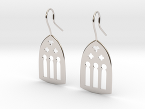 Cathedral Earrings in Rhodium Plated Brass: Large