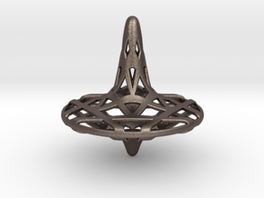 Hexa-Fractal Spinning Top in Polished Bronzed Silver Steel