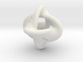 Unusual twisted D8 in White Natural Versatile Plastic: Extra Small