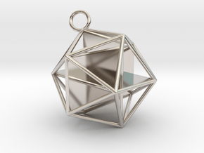 Golden Icosahedron Pendant in Rhodium Plated Brass