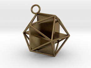 Golden Icosahedron Pendant in Natural Bronze