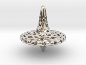 Octa-Fractal Spinning Top in Rhodium Plated Brass