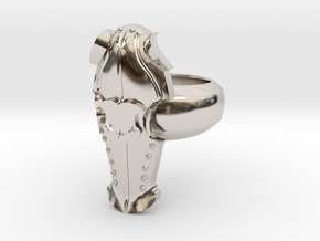 Horse Chefron Ring in Rhodium Plated Brass: 5.5 / 50.25