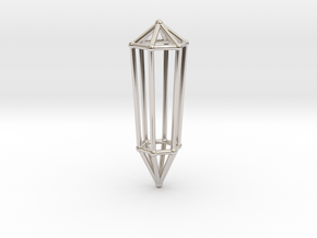 Phi Vogel Crystal - 6 sided in Rhodium Plated Brass