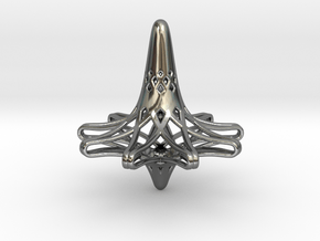 Nona-Fractal Spinning Top in Fine Detail Polished Silver