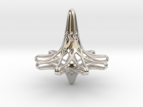 Nona-Fractal Spinning Top in Rhodium Plated Brass