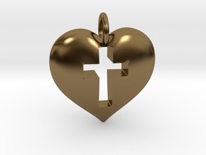 Cross Heart in Polished Bronze