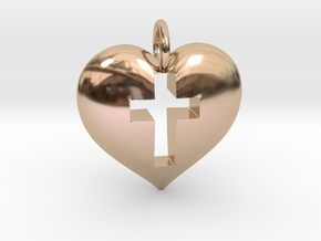 Cross Heart in 14k Rose Gold