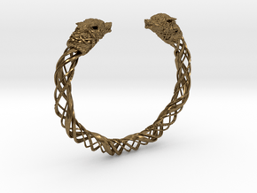 Viking wolf head bracelet size L in Natural Bronze: Large