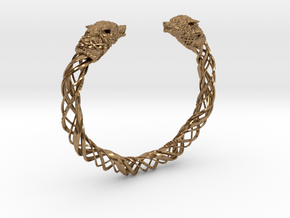 Viking wolf head bracelet size L in Natural Brass: Large