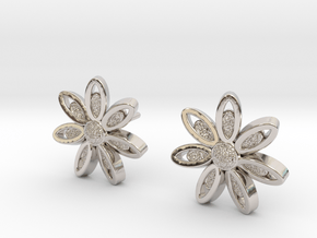 Spring Blossom 5 - Earrings in Rhodium Plated Brass