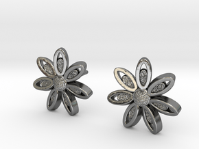 Spring Blossom 5 - Earrings in Polished Silver