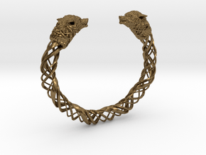 Viking wolf head bracelet size M in Natural Bronze