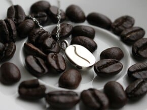 Coffee Bean Pendant in Polished Silver