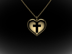 Cross Heart in Polished Brass