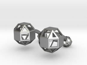 Rhombicuboctahedron cufflinks in Natural Silver