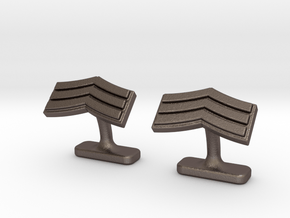 Mens sergeant 3 stripe cufflinks in Polished Bronzed Silver Steel