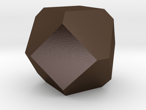 Cuboctohedral Fourteen-sided Die in Polished Bronze Steel
