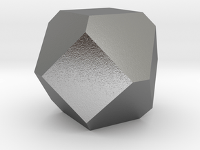 Cuboctohedral Fourteen-sided Die in Natural Silver