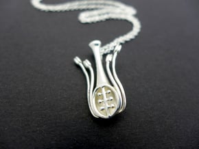 Floral Anatomy Pendant - Science Jewelry in Polished Silver