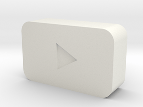 YouTube Play Button in White Natural Versatile Plastic