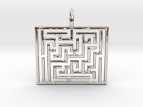 Maze Pendant in Rhodium Plated Brass