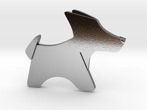 Origami Dog pendant in Polished Silver