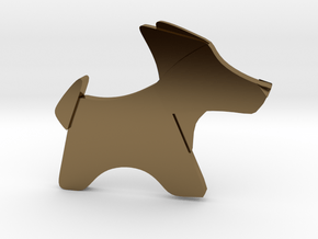 Origami Dog pendant in Polished Bronze