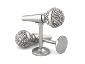 Microphone Cufflinks in Polished Bronzed Silver Steel