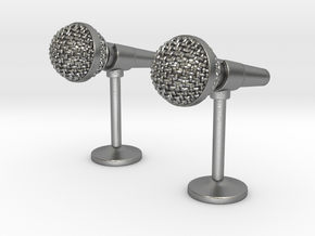 Microphone Cufflinks in Natural Silver