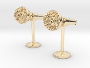 Microphone Cufflinks in 14k Gold Plated Brass