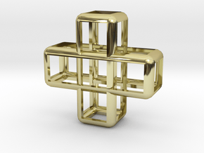 Cross Blocks Pendant in 18k Gold Plated Brass