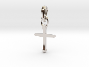 Design Cross Shaped Pendant in Rhodium Plated Brass
